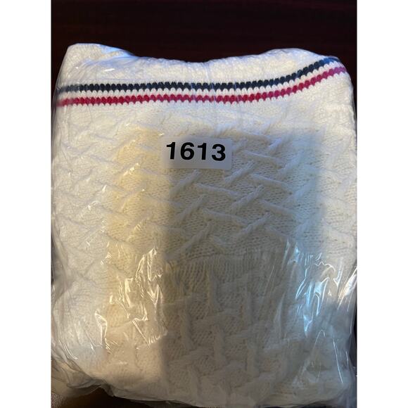 Brooks Brothers Red Fleece Cardigan Women's Medium Cream Red White & Blue - Picture 4 of 12